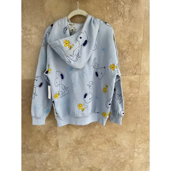 Peanuts Snoopy & Woodstock Hoodie Size M Blue Full Zip Jacket Women’s NWT - Picture 3 of 7